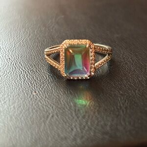 Iridescent Gemstone Silver Ring